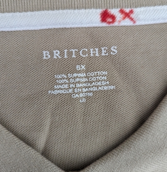 BRITCHES Supima Cotton Polo Tshirt creme color men's 6X - Picture 2 of 6